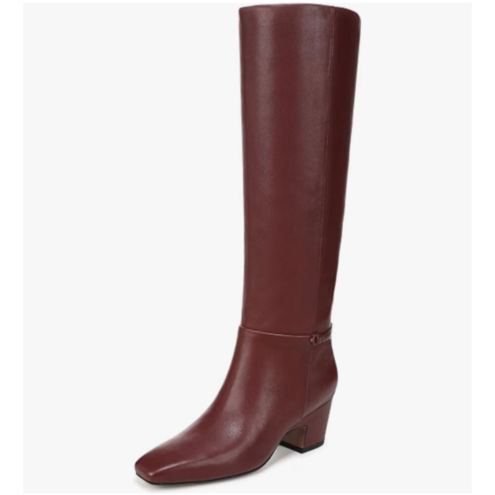 New Franco Sarto Sorelina Knee High Boots Bordo Red Leather 9 M Wide Calf
